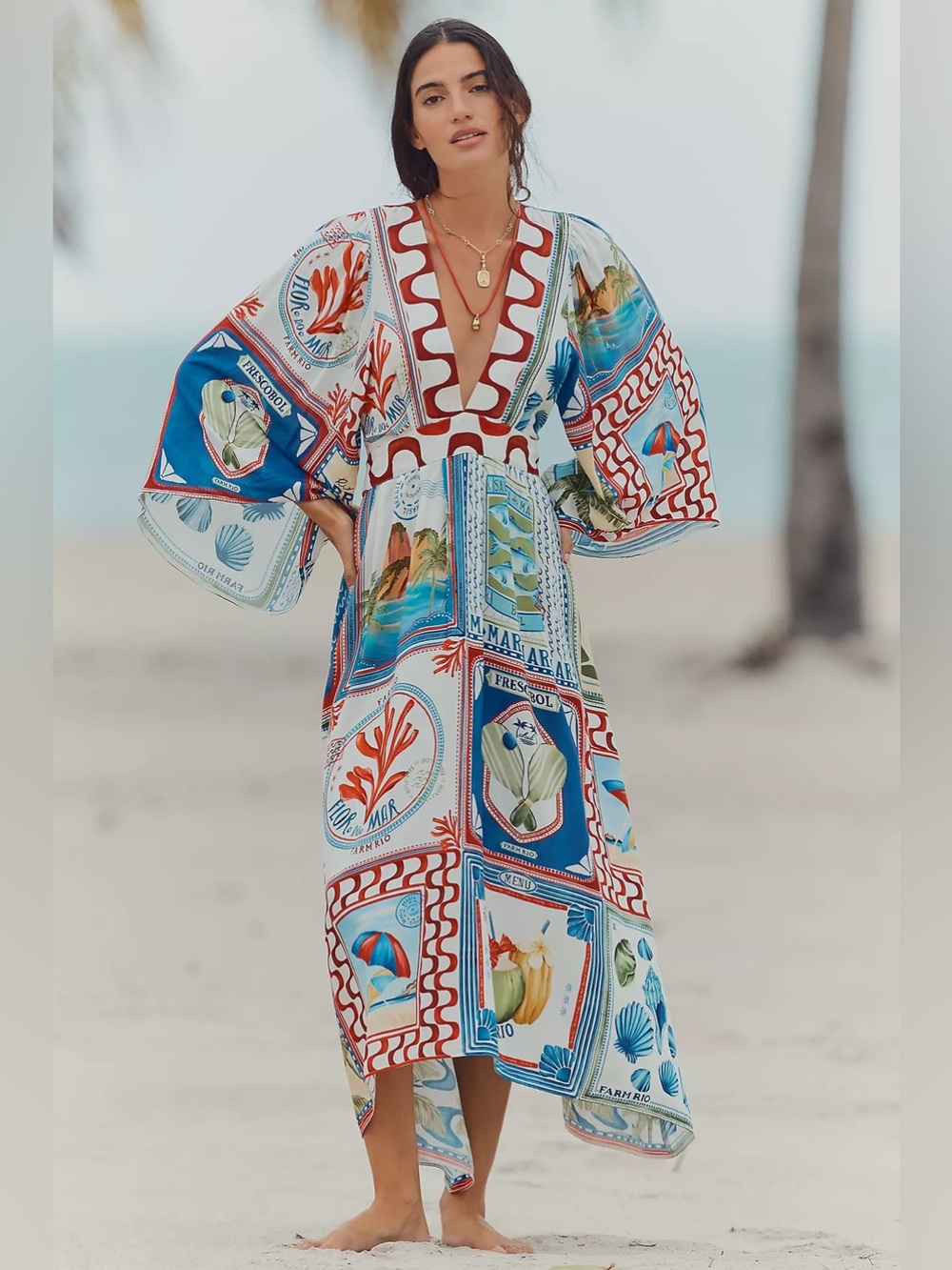 Farm Rio x Anthropologie Wide-Sleeve Midi Dress
